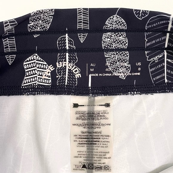 The Upside Gypsy Feather Midi Pant Cropped Drawstring Legging Navy White 8 - Picture 12 of 14